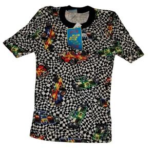 Vintage UZZZOOUS TShirt Race Car Checkered Print Short Sleeve Graphic Tee Kids 7